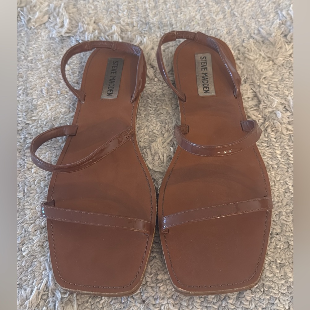 Steve Madden Brown Strappy Square-Toe Sandals